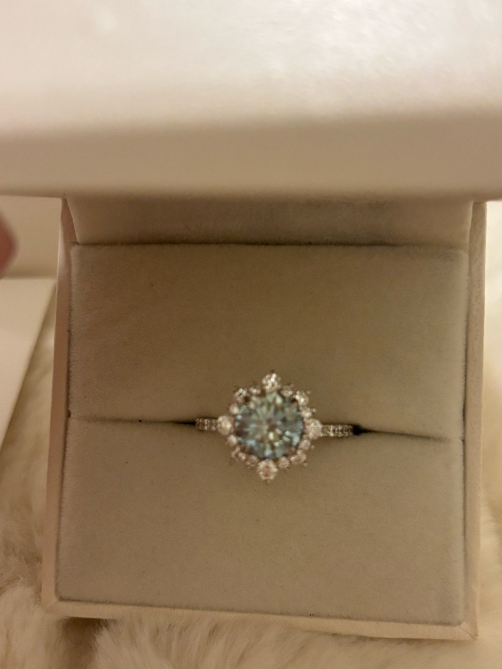 Maxine Jewelry Snowflake Aquamarine Ring white gold / silver - Size 7.5
